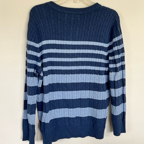 Karen Scott Blue Striped Pullover Crewneck Sweater - Picture 3 of 5